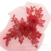 Pieza floral de encaje bordado de flor tridimensional de 16 colores