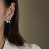 Qiao Xin con pendientes de flor microincrustación de circonita chica dulce linda pétalos pasador de plata S925 pendientes de temperamento de moda