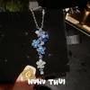 Joyería Sueño de una Noche de Verano Flores Moradas Collar de Piedras Preciosas Lujo Ligero Flores Moradas Iris de Alta Calidad Pulsera de Zirconia