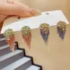 Pendientes de Cadena con Borlas Estilo Étnico Retro Lujo Ligero Temperamento de Alta Gama Versátiles Pendientes de Aguja Plateada para Celebridades de Internet Pendientes para el Trabajo