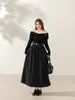 Vestido retro de ombro a ombro cintura alta, nova moda plus size feminina, vestido longo emagrecedor 88052