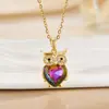 Explosões transfronteiriças colar de coruja feminino simples criativo pingente de coruja de cristal joia design de nicho atacado