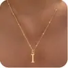 Cadena de Cuentas Redondas Colgante de Letra de Acero Inoxidable Versátil Simple Casual Collar para Mujer Joyería Aleación