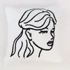 Decoración Minimalista para el Hogar en Blanco y Negro, Moderno Sencillo Estilo Crema Wabi-Sabi Cojín Decorativo Bordado para Sala de Estar Casa de Huéspedes