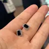 Pendientes de Plata de Ley S925 con Circonita Negra para Mujer, Estilo Fresco, Diamantes Brillantes, Moda Geométrica, Lujo Ligero, Pendientes de Diseño Clásico de Alta Gama