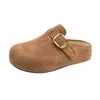 Novos Sapatos Birkenstock Femininos Outono 2026 com Aumento de Altura Oculto, Bico Fechado, Para Usar na Rua, Sola Grossa Macia Tipo Nuvem, Meio Chinelo Birkenstock para Pessoas Preguiçosas