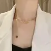 Un estilo helado de moda nueva pieza redonda cadena de borlas collar cadena para clavícula para mujer ins nicho todo partido cadena para el cuello