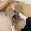 Zapatos Birkenstock de suela gruesa para mujer, pantuflas de pelo, nuevas para otoño e invierno, slip-on, forradas de polar, puntera cerrada, medias pantuflas, pantuflas de algodón para usar en exteriores