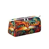 Bolsa de maquillaje de terciopelo para productos nuevos transfronterizos Temu Amazon, bolsa de almacenamiento portátil con estampado de gato, organizador de viaje con doble cremallera