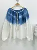 Vestido artístico azul tie-dye hecho a mano de Radix Isatidis de planta pura original, sobrecapas exteriores protectoras solares