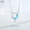 Collar Original de Plata de Ley 925 Estrella Luna Femenino Ins Estilo Coreano Diseño Colgante Caperucita Roja Mismo Estilo Estrella Perseguidora de Sueños Río de Estrellas Cadena para Clavícula