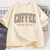 Camiseta Retrô Casual de Manga Curta Livros e Café para Homens e Mulheres Presente para Amante de Livros e Café Top de Manga Curta Dia