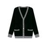 Camellia Li Xiang/Hebilla Dorada Borde Cuello en V Top de Punto Traje Elegante de Dos Piezas Xiaoxiang para Mujer