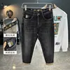 Pantalones vaqueros para hombre, otoño 2024, ajustados, rectos, bordados, lavados, coreanos, de moda, combinables, de piel de vaca