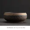 Grande Lavador de Chá de Cerâmica Grossa Estilo Japonês Padrão Martelo Lavador de Copos Artesanal Vintage Lavador de Lápis Cerâmica com Mudança de Forno Esmalte Dourado Pote de Água Criativo