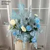 Decoración de Ceremonia de Área de Entrega con Decoración de Columna Romana, Adornos de Área de Entrega, Flores Artificiales, Bolas de Flores, Decoración de Escena de Columna de Flores