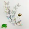 Adesivos de parede autoadesivos 3D criativos coloridos dourados champanhe com borboleta oca tridimensional para parede de fundo decoração de casa adesivos LK08