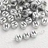 4*7mm Base de Plata Antigua Letra Negra Cuentas de Letra Acrílicas Cuentas Sueltas Accesorios para Joyería DIY Accesorios para Collares Pulseras