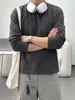 Camiseta de Manga Larga de Color Sólido Estilo Simple MYQ para Hombre Otoño Nuevo Holgada Base de Algodón Puro Estilo Coreano Ropa para el Trabajo