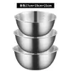 Tazón de Acero Inoxidable Espesado para Ensalada, Tazón para Ramen, Recipiente de Cocina, Tazón de Ensalada Estilo Coreano con Escala, Recipiente para Batir Huevos y Mezclar Masa, Recipiente Multipropósito