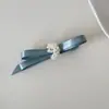 Elegante Pinza para el Cabello con Flor de Lazo de Perlas y Malla para Mujer, Pinza de Pato Simple de Gama Alta, Pasador Versátil y de Moda