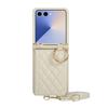 Adecuado para Samsung Z Flip 20% de descuento Funda para Teléfono con Pantalla Plegable, Textura de Cuero Estilo Chanel Pequeño, 7/6 Ranuras para Tarjetas, Hebilla de Anillo, Soporte, Cubierta Protectora