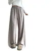 Pantalones de Punto Anchos Multicolores Caqui para Mujer Cintura Elástica Cordón Caída Largo Hasta el Suelo Suaves Agradables a la Piel Casual Largos Fuente Mayorista