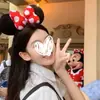 Diadema de Cabeza de Mickey de Parque de Atracciones para Niñas y Adultos, Diadema de Orejas con Lazo Grande para Tomar Fotos, Lavado de Cara, Accesorios para el Cabello