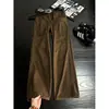 Jeans de trabajo vintage marrones para hombre, estilo retro americano, bolsillos grandes, pierna recta, adelgazantes, ligeramente acampanados
