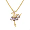 Venta Caliente de Amazon Collar Cadena Clavícula con Incrustaciones de Cobre y Circonita Cúbica para Mujer Colgante Collar Chica Bailarina Ángel de Circonita Cúbica Multicolor