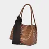 Nova Moda Bolsa de Mão para Mulheres Primavera 2026, Bolsa Tecida Artesanal de Nicho com Acabamento de Luxo, Bolsa Saco de Ombro Cruzado