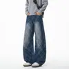 Otoño 2026 Sombra Sin Sombra Pared Estilo Americano Jeans a Cuadros Lavados S-2Xl Gk261143-Corte Recto Holgado