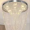 Luminária de Teto para Sala de Estar de Luxo Leve, Lâmpada de Cristal Longa em Tira de Aço Inoxidável Protetora para os Olhos, Minimalista Moderna, para Quarto Principal e Quarto de Hotel