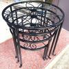 Soporte de flores de hierro forjado de una sola capa para balcón exterior, plantas en maceta, cintas y almacenamiento interior.