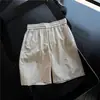 Shorts Bordados Azuis Marinhos com Corte Diagonal de Secagem Rápida para Homens, Calças Esportivas Frescas de Seda Gelada para o Verão, Shorts Casuais de Comprimento Médio Estilo Americano