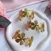 Pulsera floral retro elegante nueva europea y americana no se decolora oro de 18K apertura ajustable pulsera de acero de titanio joyería para mujeres