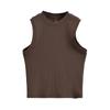 YPFF Moda Feminina Estilo Europeu e Americano Roscado Slim-fit Gola Redonda Sem Mangas Casual Esportes Base Top Curto Colete