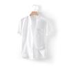 Verano 2025 Nuevo Lino para Hombre Cuello Mao Bolsillo de Parche Cárdigan Casual Camisa Casual de Lino D002