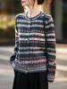Cárdigan Jacquard Estilo Étnico Engrosado, Tecnología Jacquard Estéreo Pesado, Diseño de Patrón Retro, Chaqueta Cálida de Otoño e Invierno