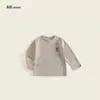 Camiseta Transpirable de Otoño para Niños, Tendencia, Manga Larga, Estilo Nuevo, Niños y Niñas, Elegante, Versión Coreana, Camiseta Básica Rayada de Otoño