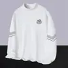 Camiseta térmica de manga longa com gola redonda para o inverno, com gola alta pela metade, top quente para o outono, para homens.