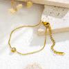 Pulsera de Acero de Titanio Color Oro de 18 Quilates con un Solo Diamante, Acero Inoxidable, Moderna y Sencilla, Ajustable, Adecuada para Usar en la Ducha