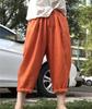 Pantalones casuales de lino para mujer, primavera y verano, estilo retro artístico, holgados, con cordones, cintura ancha y pierna ancha, pantalones Hallen 913