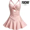 2026 Novo Maiô Estilo Vestido com Decote Halter Desejo Puro Feminino Push-up Emagrecedor Conservador Praia Casual Férias Fonte Termal Maiô