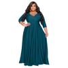 N7670 Estación Independiente de Fuente Transfronteriza Europea y Americana Explosiones talla grande Mujer Gorda Vestido de Boda Sexy de Cuello en V de Color Sólido para Mujer