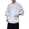 Verano Nuevo Estilo Chino Nueva Camiseta de Manga Corta para Hombre Estilo Chino para Hombres Adolescentes Color Sólido Casual Simple Retro Hanfu