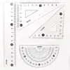 Deli Stationery 72004 Set de Reglas para Estudiantes Regla Recta de 15 cm Regla Triangular Transportador Set de 4 Piezas de Reglas Transparentes