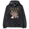 Sudadera con capucha holgada de gran tamaño con estampado de batik lavado de Naruto de animación clásica japonesa de otoño e invierno
