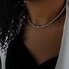 Pulsera con incrustaciones de circonitas y costuras redondas geométricas, collar y traje de dos piezas, joyería de moda de comercio exterior
