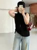 Chaleco de punto de cuello medio para mujer talla grande, otoño 2026, estilo delgado para mujeres talla grande, adecuado tanto para llevar solo como debajo de otra prenda, chaleco sin mangas